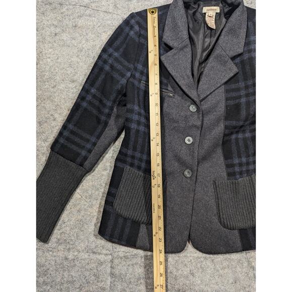 Sundance Size 4 Wool Blend Black Blue Gray Plaid Sweater Blazer Academia - Picture 7 of 8